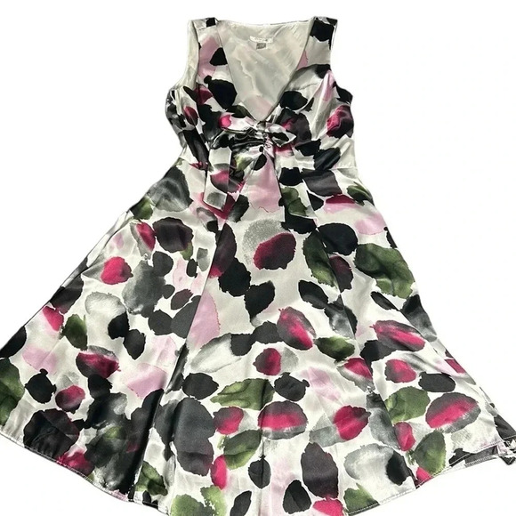 VTG Citrine,women halter dress 6. Made in Canada! Multicolor,ruching,bow,Flare - Picture 12 of 15